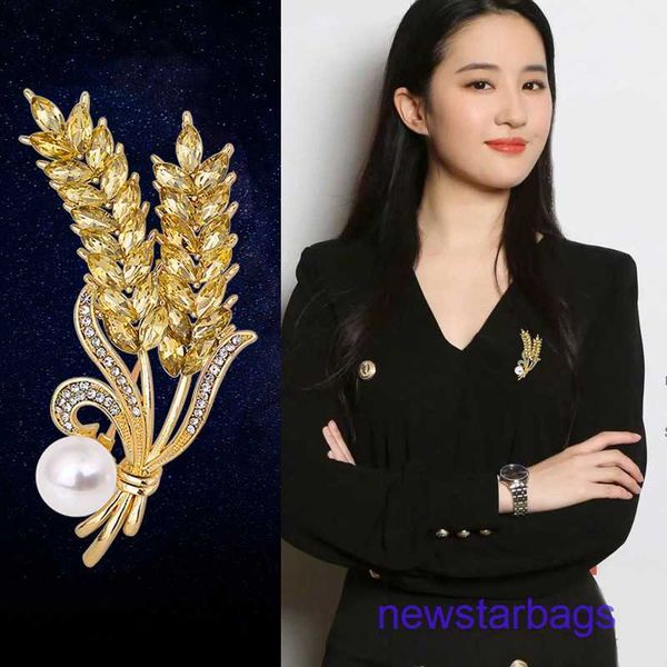 

factory outlet wholesale brooches new gold ear of wheat high grade water diamond women's simple personality in autumn and winter barley, Gray