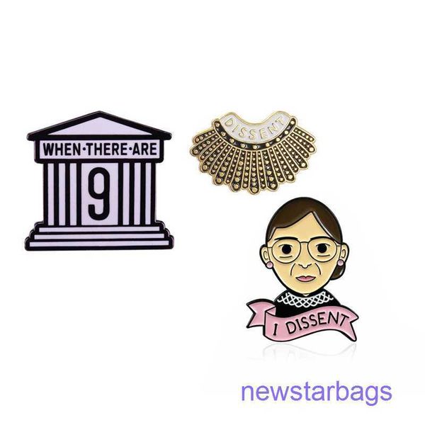 

factory outlet wholesale brooches cartoon around ginsburg dissent female judge ruth bader brooch pin, Gray