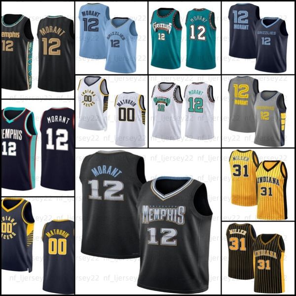 

00 mathurin ja 12 jersey morant grizzlie fans shirt reggie 31 miller memphises green white bennedict basketball men, Black;red