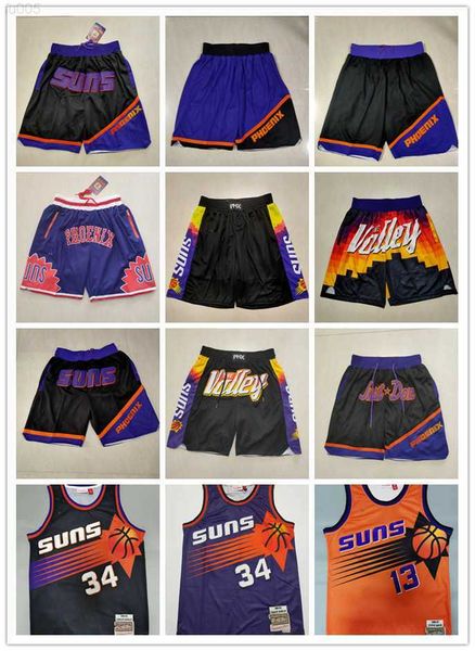 

phoenix''suns''shorts mens throwback basketball shorts pocket basketball jersey steve 13 nash 34 charles''bark, Black