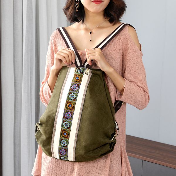 

school bags woman canvas backpack highquality ethnic style flower embroidery girl fashion simple lady travel women 230106