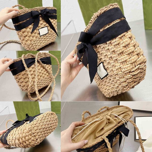 

new glogo shoulder bag weaving bag woman bags vintage summer designer handbags tote women woven handbag shopping bags travel beach purse wic