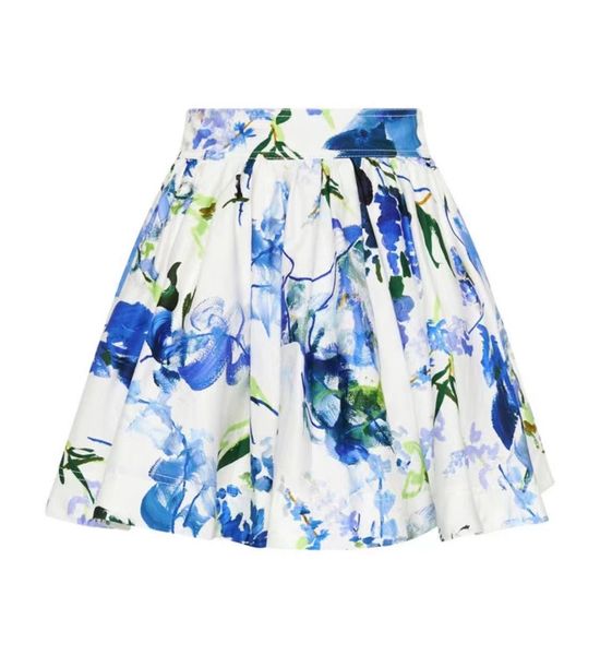 

2023 floral pattern short skirt cotton bubble casual resort runaway, Black