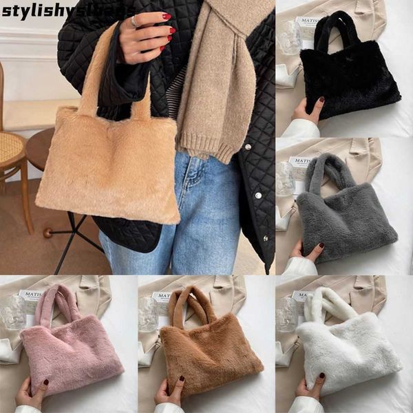 

totes totes versatile cute soft plush bag autumn winter faux fur shoulder bag purses female handbags fluffy shopper handbags for women 01062