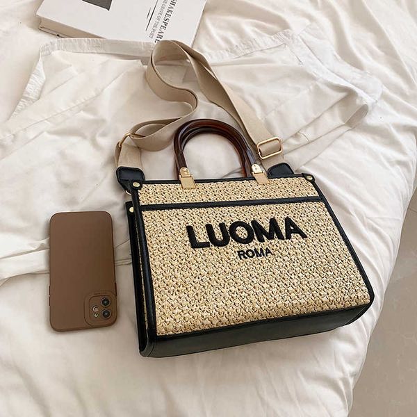

large capacity portable straw woven bag 2023 new simple fashion casual shoulder tote bag