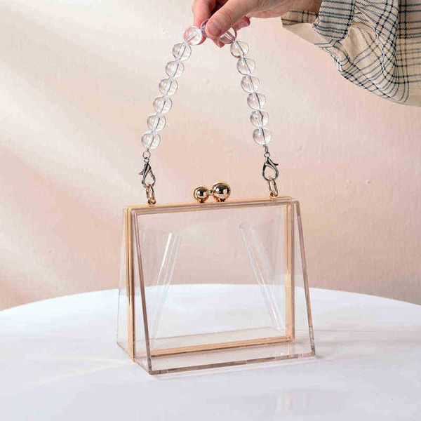 

nxy evening bags luxury beaded clutch purse for party designer transparent acrylic elegant handbags ceremony irregular crossbody 220510