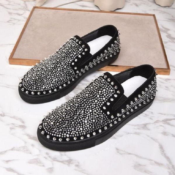 

luxury designer shoes rhinestones rivets sneakers lover non-slip footwear spring and autumn black mocassin homme trainers da021