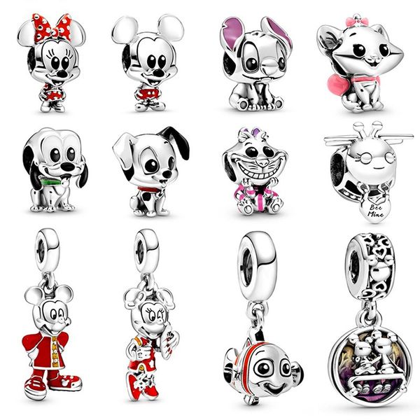 

fits pandora bracelets 30pcs halloween cartoon dog fish animal mi ki silver charm beads for wholesale diy european sterling jewelry marking, Black