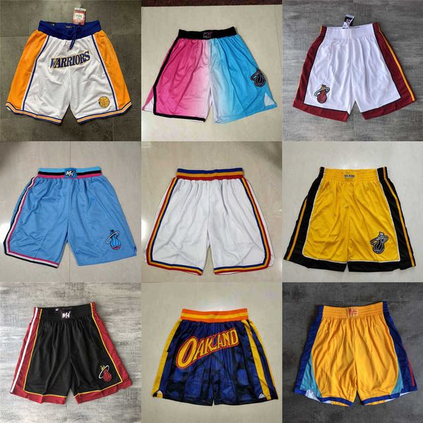 

golden state''warriors''men miami''heat''men throwback basketball shorts pocket, Black