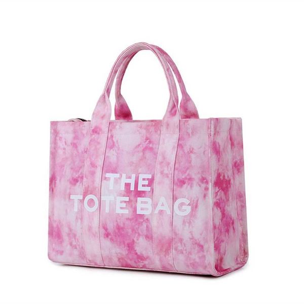 

women's new canvas letter one shoulder tote simple tie dye large capacity commuter messenger student bag 55% off clearance sale