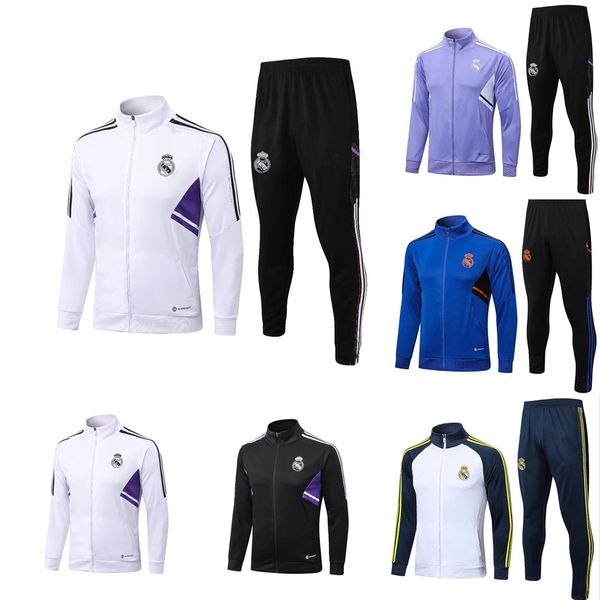 

real madrids zipper long pull tracksuits jacket football tracksuit training suit soccer chandal futbol asensio isco chandal jogging survetem, Black