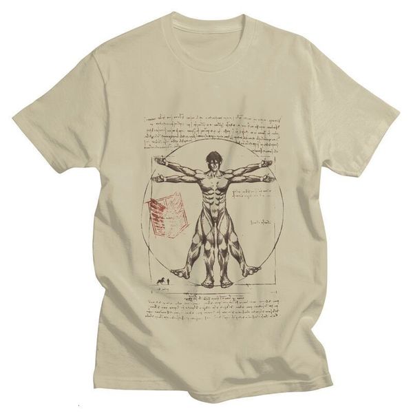 

men's t-shirts attack on titan vitruvian eren t shirt homme soft cotton tees anime manga shingeki no kyojin tshirt short-sleeve summer, White;black
