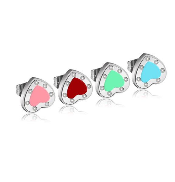 

heart earring stud women couple flannel bag stainless steel 10mm thick piercing body jewelry gifts for woman accessories whole6419523, Golden;silver