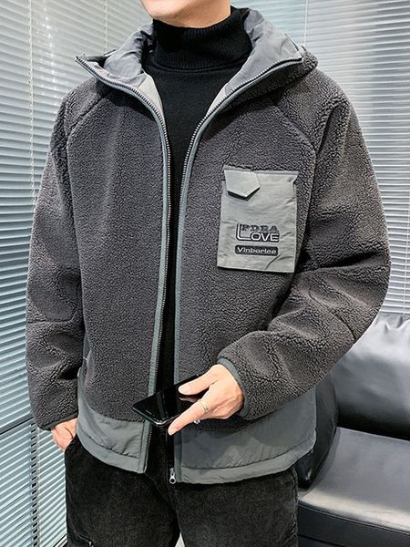 

men s jackets winter warm jacket fashion streetwear chest pockets hooded windbreaker thicken fleece parka thermal coat 230106, Black;brown