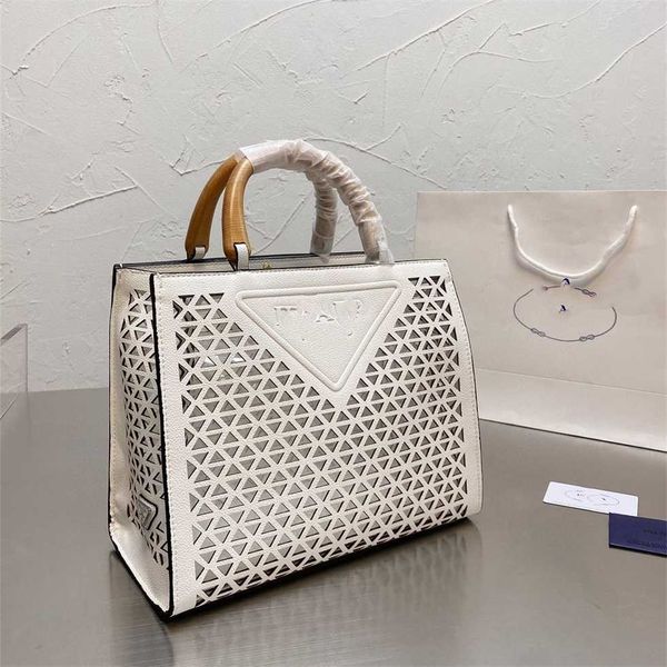 

p's 2023 spring and summer new hollow shopping high fashion tote bamboo knot portable large capacity women's bag 55% off clearance