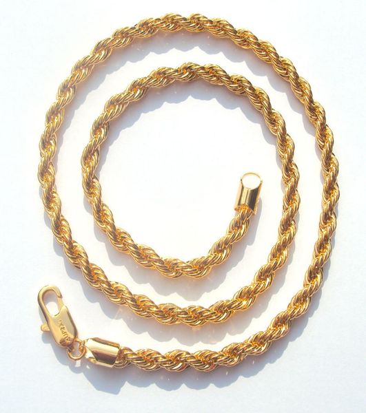 

quotxupingquot highquality rope chain 6mm 14 k yellow fine solid gold gf thick ed braided mens hip hop 24quot inch nec1206795, Silver