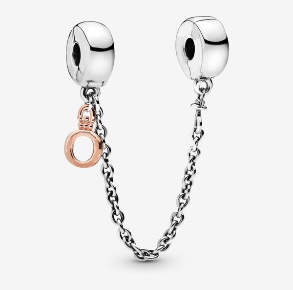 

100 925 sterling silver dangling crown o safety chain charms fit original european charm bracelet fashion women wedding jewelry a5060669, Bronze;silver