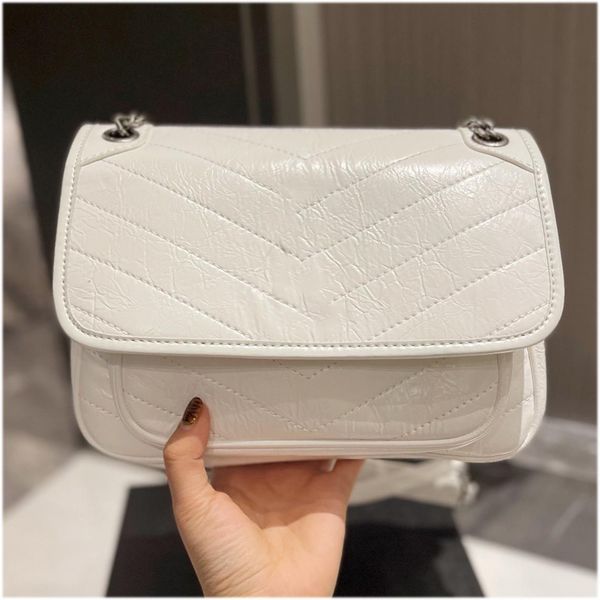 

niki vintage calfskin leather chain shoulder bags clutch flap bag desinger crossbody letter shopping handbag totes purse