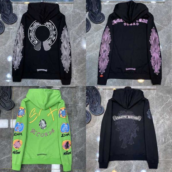 

mens fashion jackets luxury sweatshirts designer hoodies ch men women zipper cross scroll simple hooded sweater pullover hoodie casual mult, Black