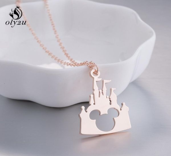 

oly2u stainless steel necklaces pendant castle mouse chain necklace jewelry womens clothing accessories party christmas gift e7958582, Silver