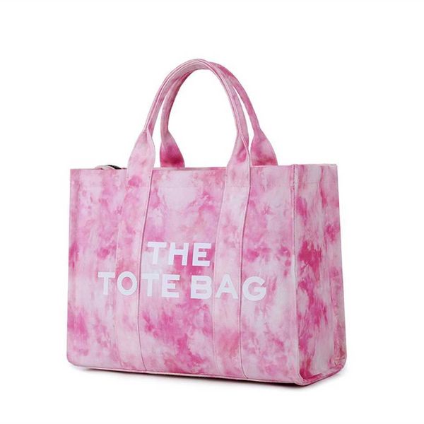

women's new canvas letter one shoulder tote simple tie dye large capacity commuter messenger student bag 75% off online sales
