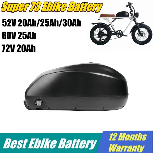 

60v 72v ebike battery pack 52v 20ah 25ah 30ah 21700 li-ion bicycle akku for super73 s2 rx electric bicycle with bms
