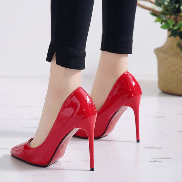 

dress shoes 105cm women pumps high heels woman stiletto pointed toe female party office lady wedding plus size 3544 230106, Black