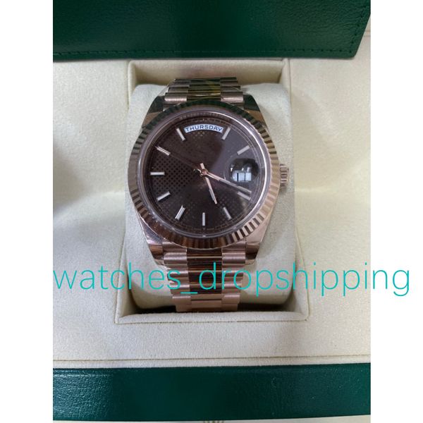 

super nf factory watch v2 rose gold 41mm brown chocolate plaid dial automatic movement stainless steel high-quality mens watches new wristwa, Slivery;brown