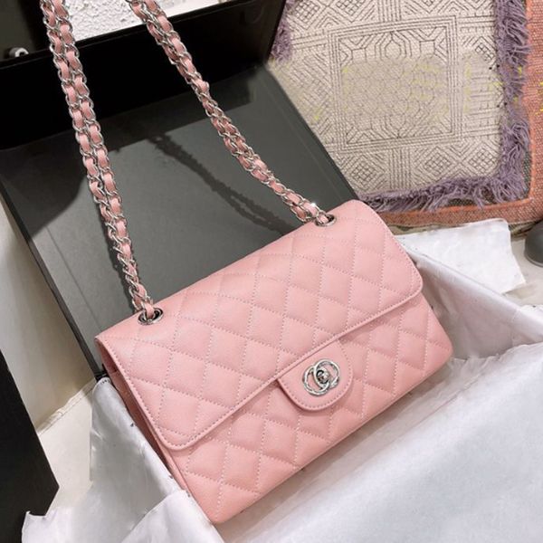

designer bags shoulder bags chain bag plaid flap 5a 26cf caviar shouder handbag gold silver chain leather double letter solid color buckle s