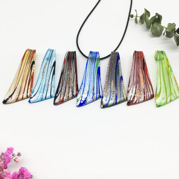 

7pcs blue pendant necklace knife shapes colored murano glass lampwork earrings jewelry for women items chinese, Silver