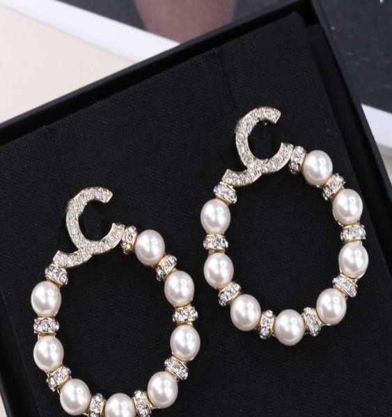 

2022 luxury quality drop charm stud earring with white nature pearl and diamond for women wedding jewelry gift have box stampps3068527079, Golden