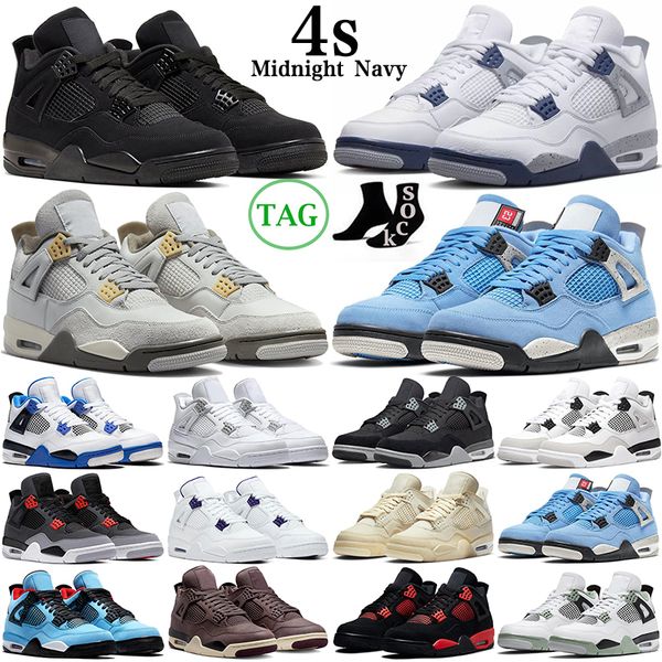 

4 retro basketball shoes 4s midnight navy military black cat cactus jack red thunder university blue mens trainers womens outdoor sports sne
