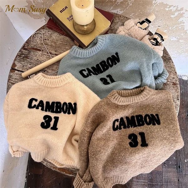 

cardigan fashion baby girl boy letter embroidery sweater winter spring infant toddler child knitted pullover casual clothes 17y 230106, Blue