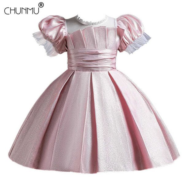 

girl's dresses children flower girl princess dress satin retro tutu baby girls birthday party evening dress ceremony elegant girls cost, Red;yellow