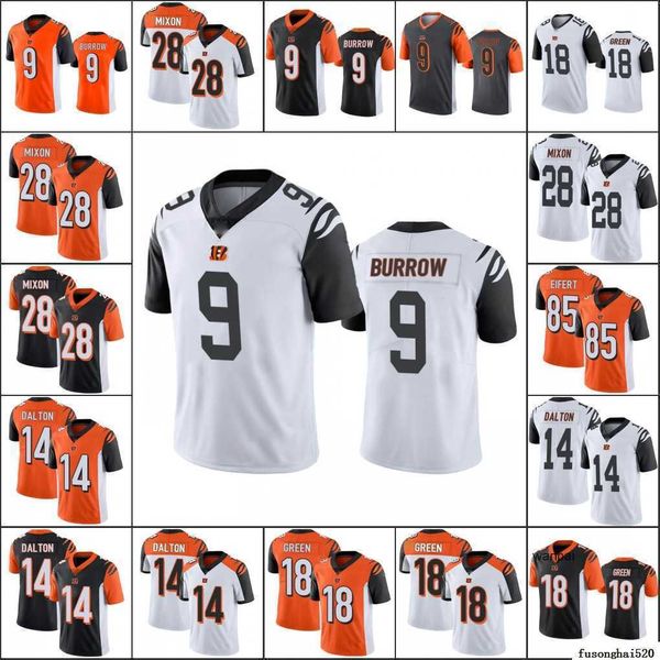 

custom cincinnati''bengals''men #9 joe burrow 18 a.j. green 14 andy dalton 28 joe mixon 85 tyler eifert women youth limi, Black