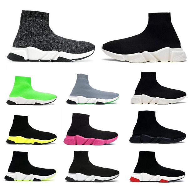 

designer men women socks shoes knitting mesh runner sock boots high platform black white red slip on triple s soft casual sneakers size 36-4