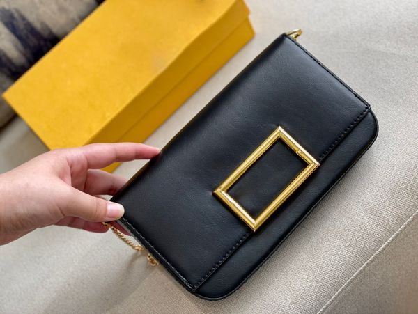 

leather fashion shoulder bag luxury designer women bag clamshell flap purse metal locking buckle 21cm luxurys handbags crossbody bags brand
