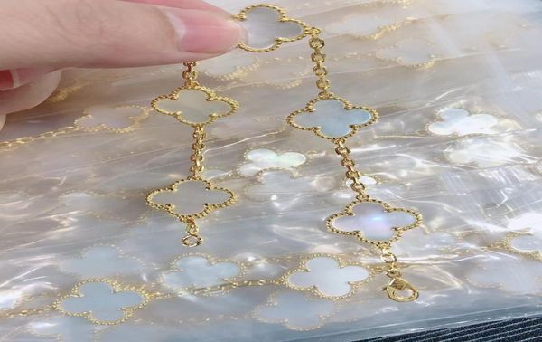 

luxury van clover designer love bracelets ring mother of pearl sweet blue shell 18k gold 4 leaf flower brand bangle bracelet neckl4189828, Golden;silver