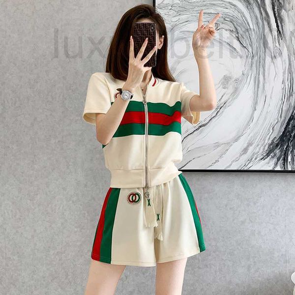

women's tracksuits designer high end sportswear shorts casual suit women's summer new fashion western-style running two-piece fash, Gray