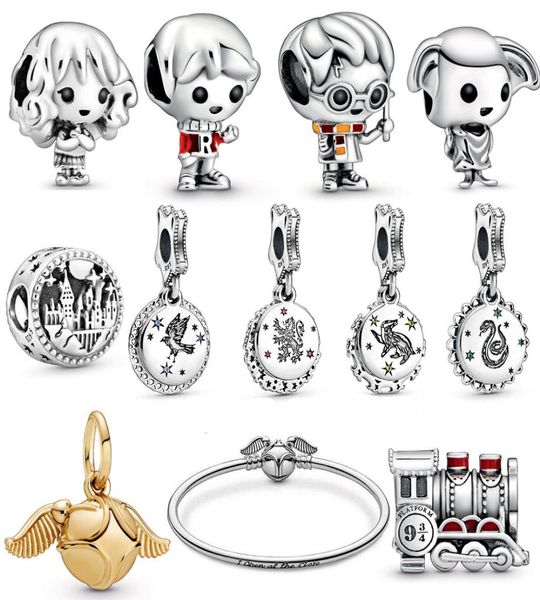 

2019 new s925 sterling silver harry magic school train dollhouse elf charms beads mascot bracelets lady jewelry christmas diy g1740284, Bronze;silver