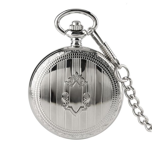 

pocket watches silver shield automatic mechanical watch arabic numerals display selfwinding pendant antique clock male gifts 230106, Slivery;golden