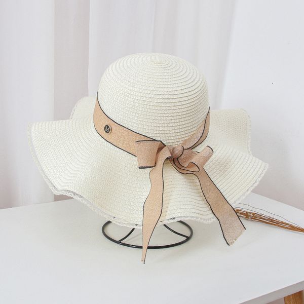 

wide brim hats bucket wavy eaves for women sunshade summer ladies beach travel straw foldable fishing 230106, Blue;gray