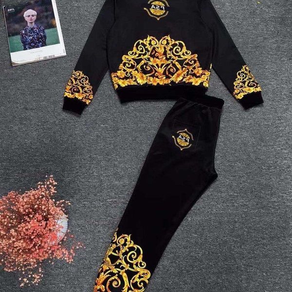 

designer women tracksuits fashion brand style elegant artistic leisure sports suit foreign trade women's dress personality logo brand t, Gray