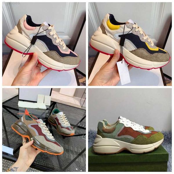

2023 rhyton beige men shoes trainers 620185 99wf0 4371 vintage luxury chaussures ladies designer sneakers size 35-45, Black