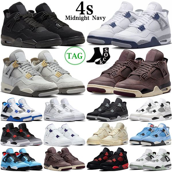 

4 retro basketball shoes 4s midnight navy military black cat cactus jack red thunder university blue mens trainers womens outdoor sports sne