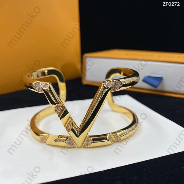 

fashion diamond section gold cuffs designer jewelry for women luxury bracelet charming love bracelets stylish cuff men v 925 silver gift new, White
