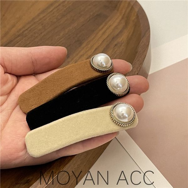 

fashion pearl hair clip ribbon for girl women elegant korean design snap barrette stick hairpin hair styling accessories 1289, Slivery;white