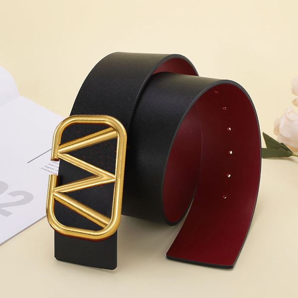 

Luxury Belt Fashion Woman Wide Belts Solid Genuine Leather Elegant Letters Smooth Buckle 4 Color width 7.0cm, Multi