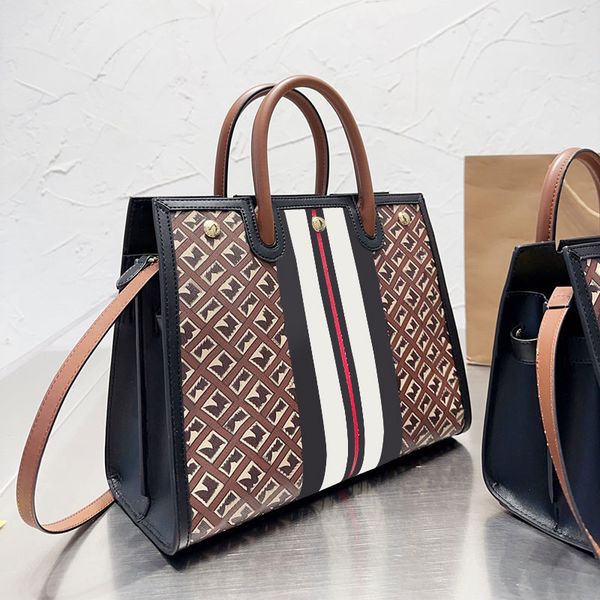 

25/30cm tote bag classic plaid luxury designer women handbags rivet crossbody shoulder shop bag woman messenger bags canvas pvc genuine leat