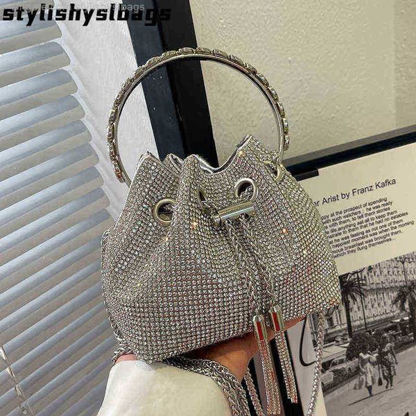 

totes luxury pu leather women handbags bucket bag rhinestones shoulder bag fashion designer female small crossbody bags 010723h